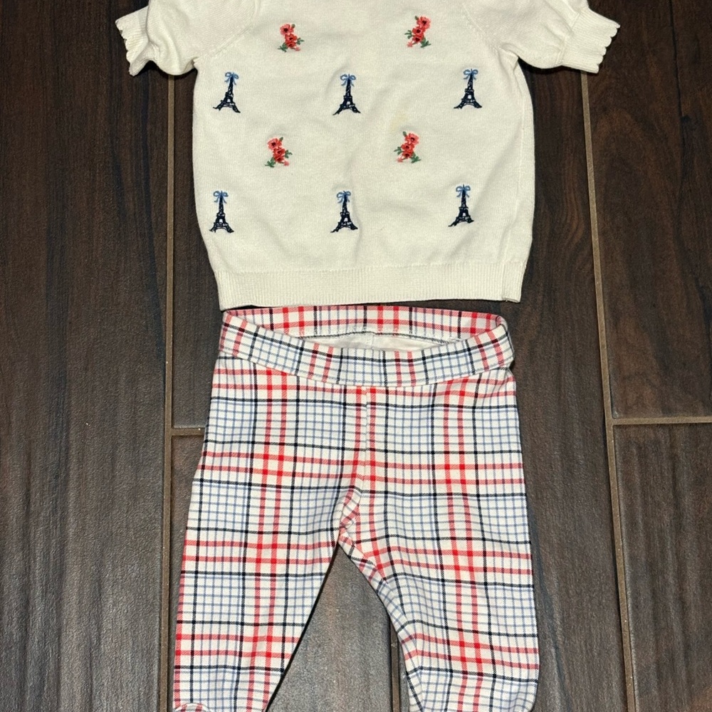 Janie and Jack White Floral Eiffel Tower Baby Outfit